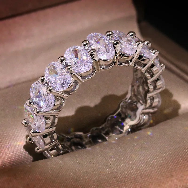 Oval Glow Full Band Multi-Tone Oval-Cut Paved Ring