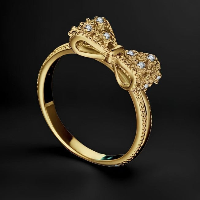 S925 Sterling Silver Bow Ring | Sparkling Pavé Design · 3 Colors Available