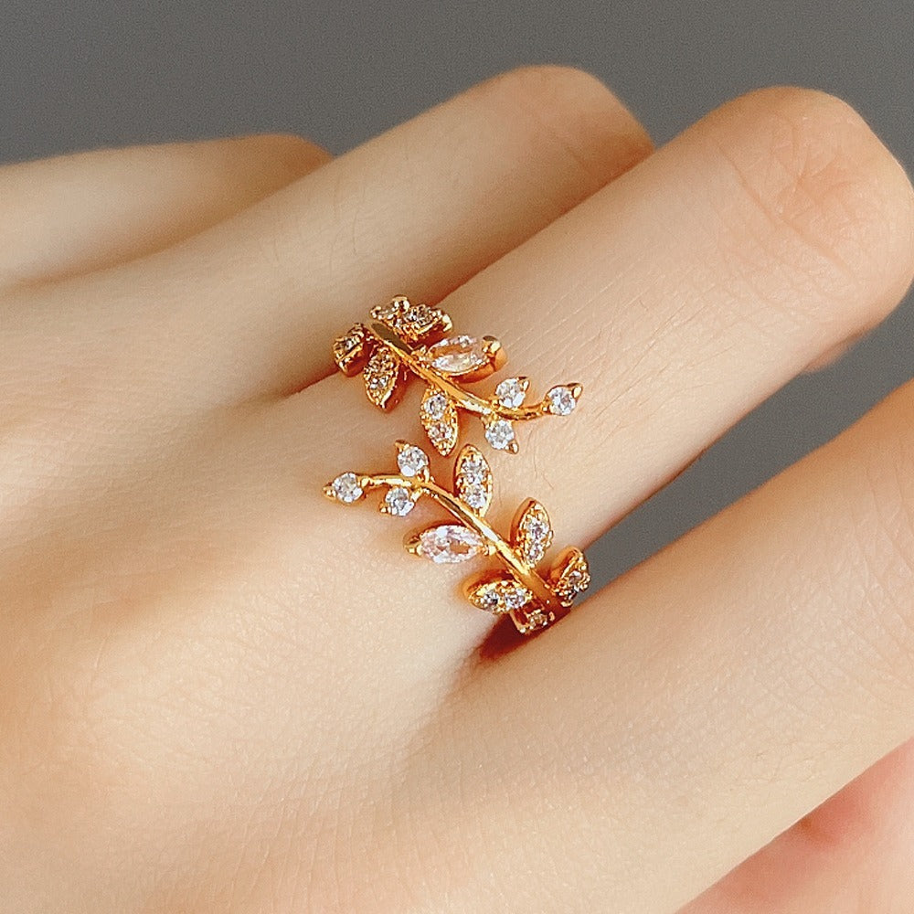 Vine Starburst 18K Gold Diamond Open Ring｜Natural Texture for Finger Elegance（Free shipping on orders of two or more items）
