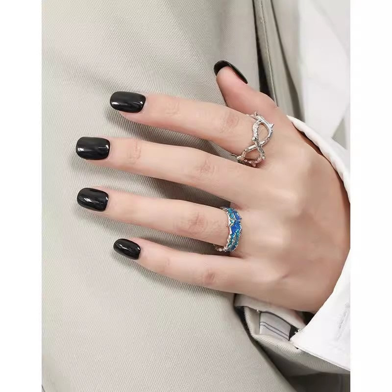 Seashore Sparkle Sterling Silver Enamel Open Ring（Free shipping on orders of two or more items）