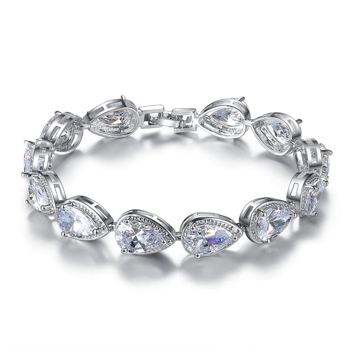 Pear Shine Starburst Sterling Silver Multi-Color Pear-Cut Gemstone Bracelet