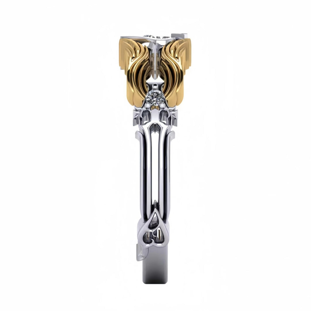 Flame Heart Gilded 18K Gold Two-Tone Heart Diamond Ring