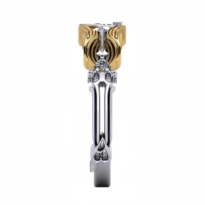 Flame Heart Gilded 18K Gold Two-Tone Heart Diamond Ring