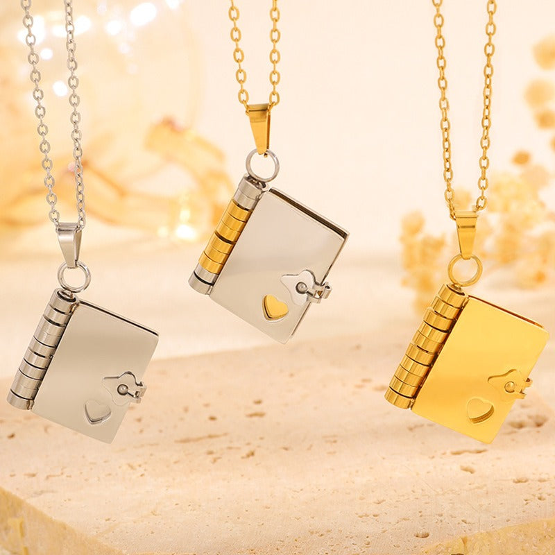 Love Letter Locket Book Pendant Couple Necklace｜Hidden Confessions for Your Neck
