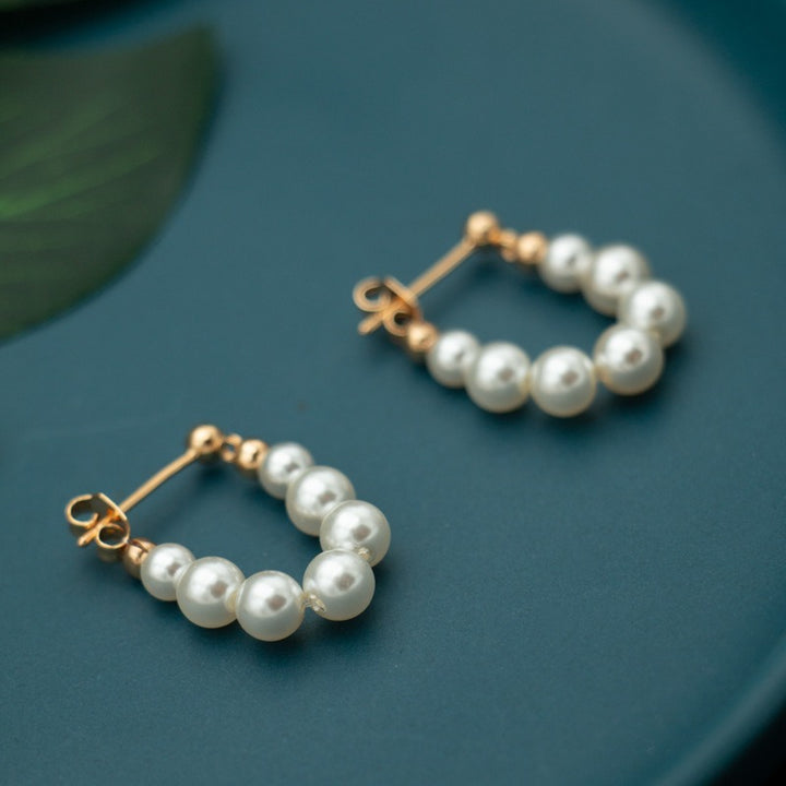 Gilded Elegance Pearl Square Stud Earrings｜Vintage Grace for Your Ears（2PSC）