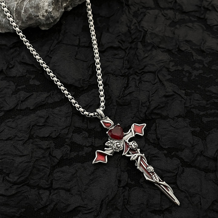 Dark Romantic Cross & Heart Necklace