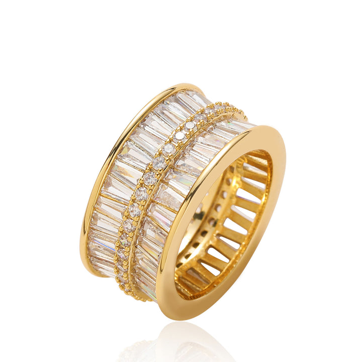 Luxurious Baguette Diamond-Embedded Ring (Gold/Silver Version)