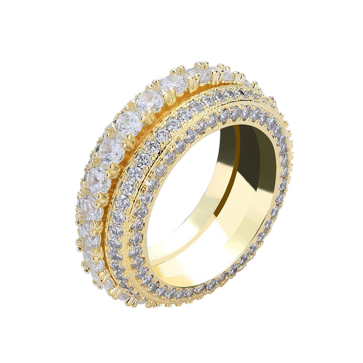 Luxurious Multi-Layer Diamond-Embedded Ring (Gold/Silver Version)