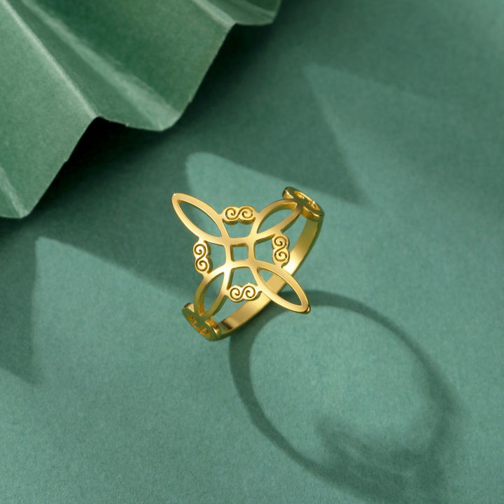 Light Luxury Hollow Cloud Clover Ring - S925 Silver Plated Gold/Silver Dual-Color Optional European & American Niche Delicate Women's Band