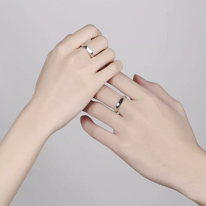 Light Projection Silver Couple Rings