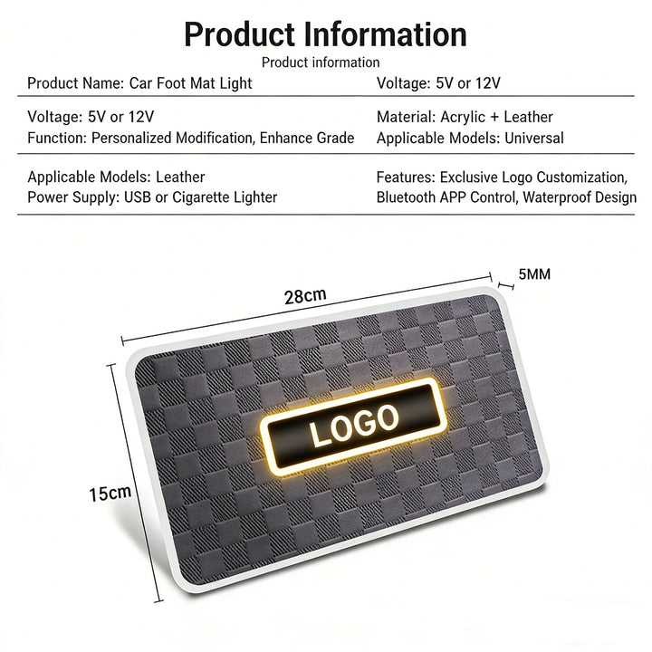 Custom LED Logo & Name Car Footwell Mat