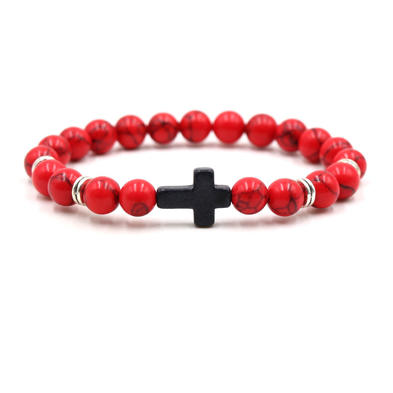 Multi-Color Beaded Cross Bracelet