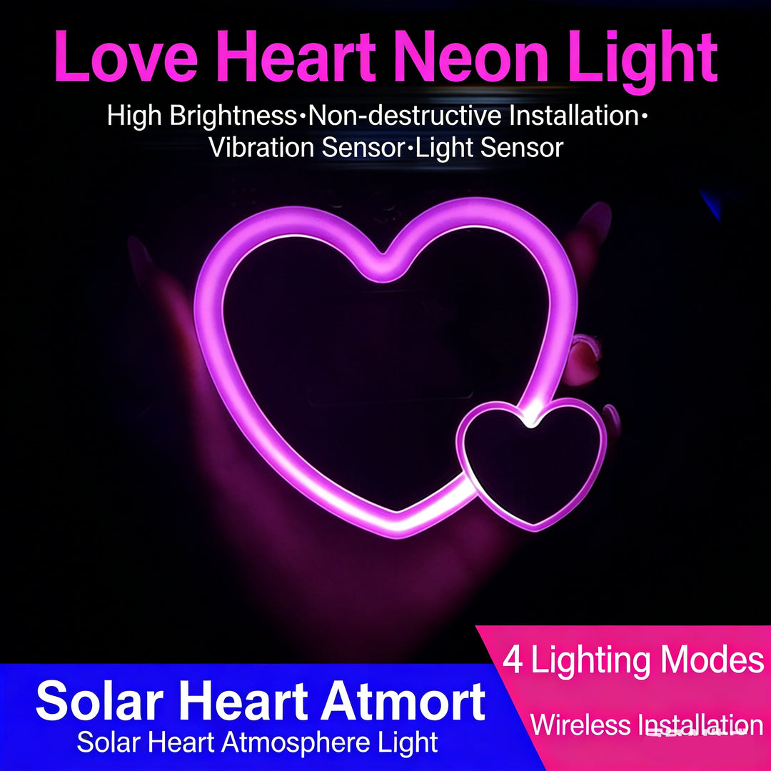 Love Heart Car Window Ambient Light | Solar-Powered Neon Accent