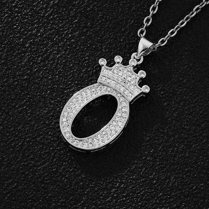 26 Letters Optional Crown Diamond-Encrusted Necklace - Gold/Silver Two-Color Unisex Personalized Light Luxury Accessory