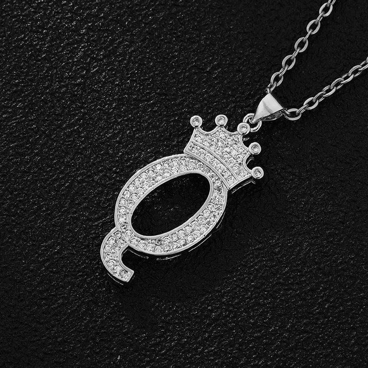 26 Letters Optional Crown Diamond-Encrusted Necklace - Gold/Silver Two-Color Unisex Personalized Light Luxury Accessory