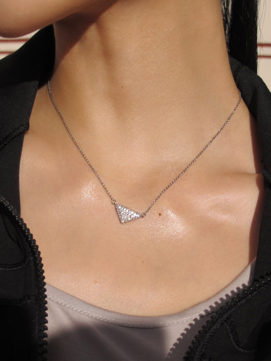 Sparkling Triangle Diamond Necklace Earnail Set