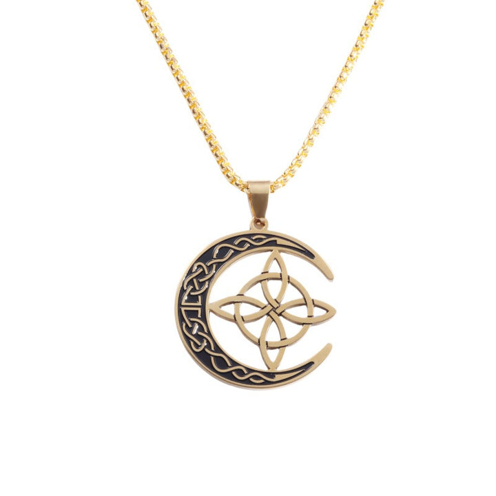 Crescent Moon Witch Protection Knot Necklace