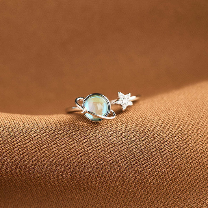 Rotatable Planet & Star Ring - S925 Silver Light Luxury Space-Style Diamond-Paved Band