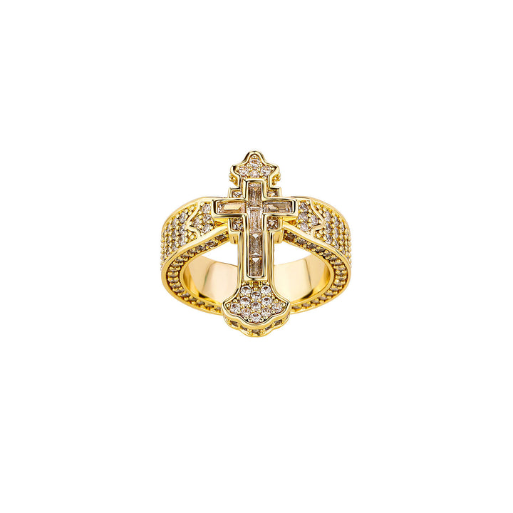 Full-Diamond Cross Ring (Gold/Silver Version)