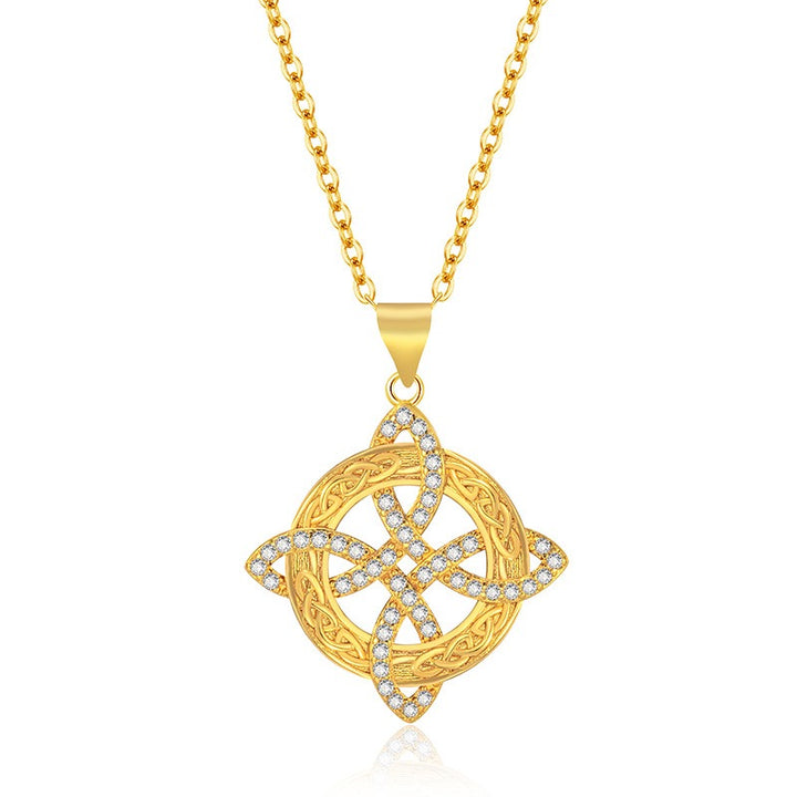 Dual-Color Diamond-Paved Hollow Necklace - S925 Silver Plated 18K Gold Light Luxury Niche Pendant European
