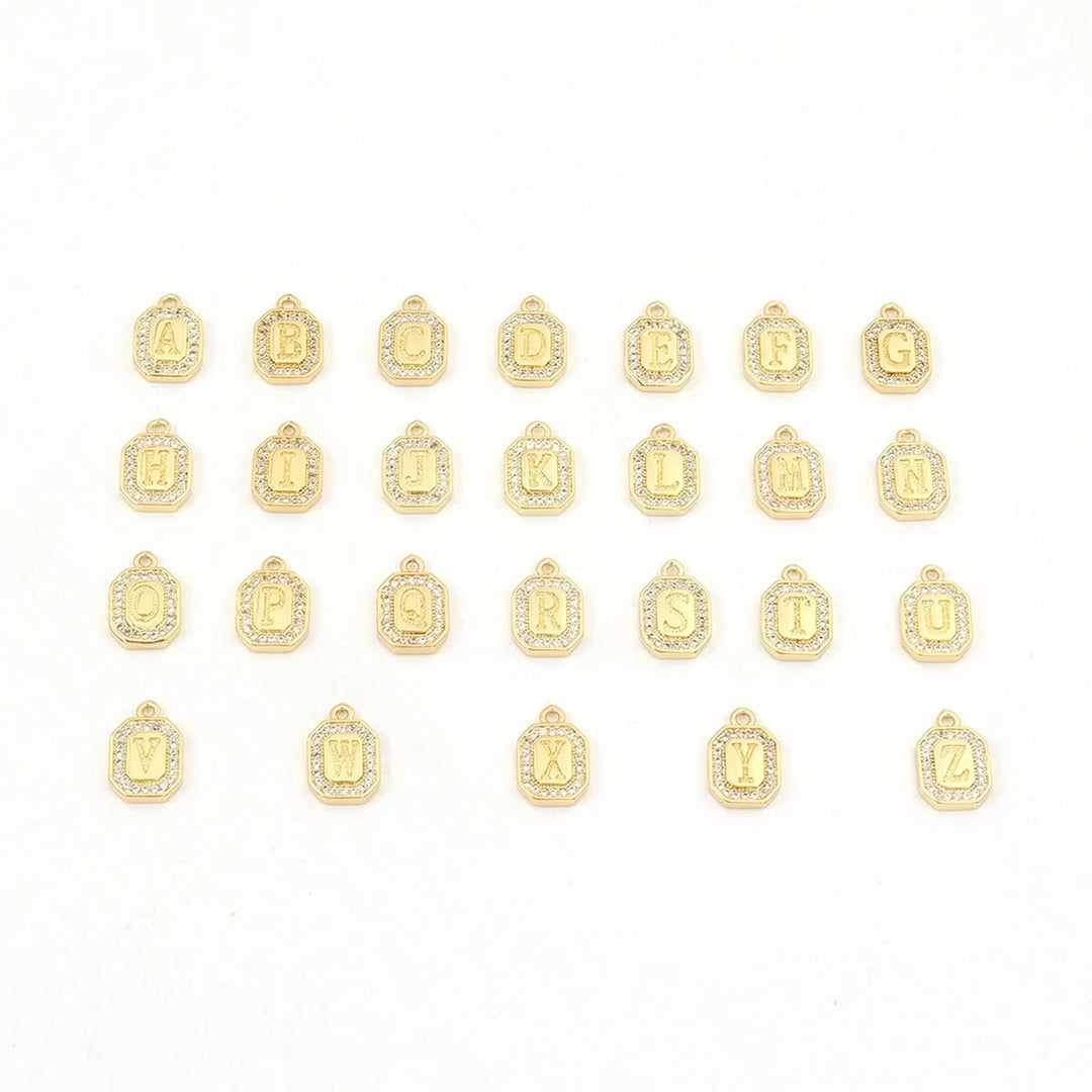 26-Letter Diamond-Inlaid Tag Bracelet (Gold Version)