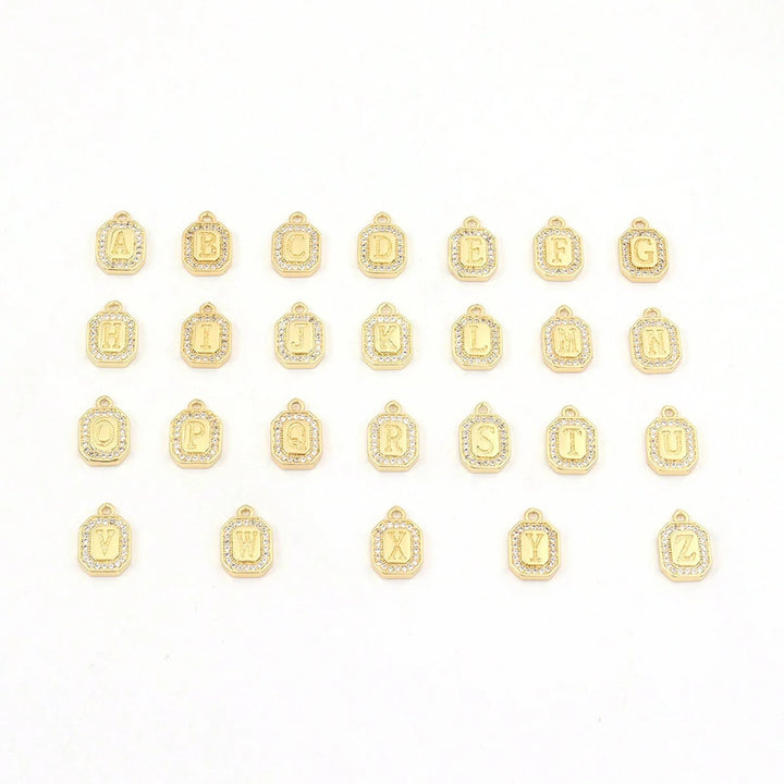 26-Letter Diamond-Inlaid Tag Bracelet (Gold Version)