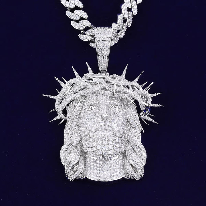 Hip-Hop Full-Diamond Jesus Head Necklace