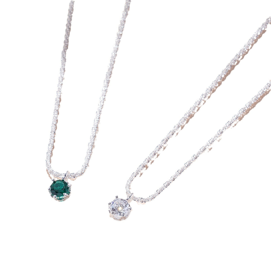 Very simple imitation diamond thin chain necklace