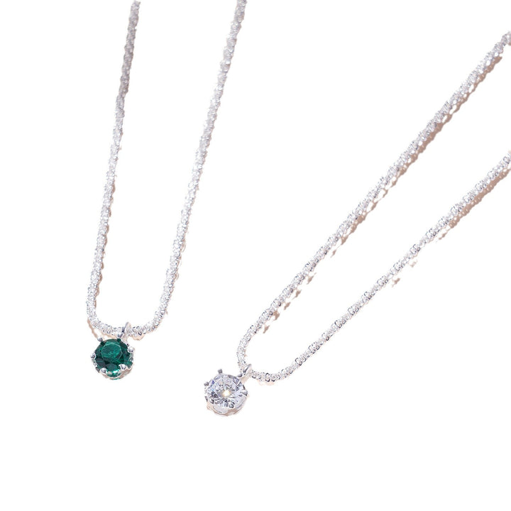 Very simple imitation diamond thin chain necklace