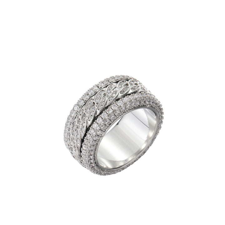 Light luxury full diamond carved ring (silver/gold dual color version)