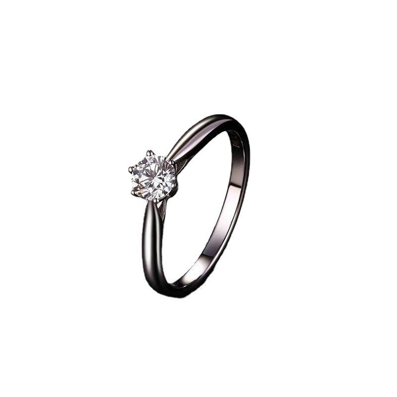 Three-Tone Twisted Band Solitaire Diamond Ring - 18K Gold Light Luxury Niche Engagement Band