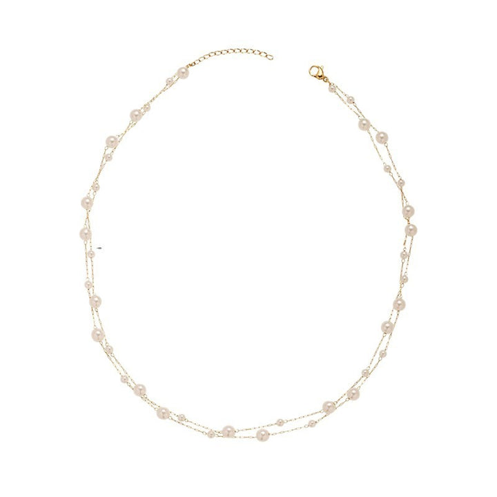 18K Gold Double-Layer Seed Pearl Necklace - Light Luxury Niche Layered Choker