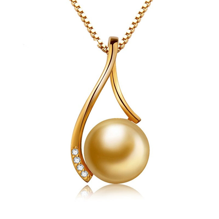 S925 Silver Two-Tone Pearl Pendant Necklace - Light Luxury Minimalist Diamond Accent Choker