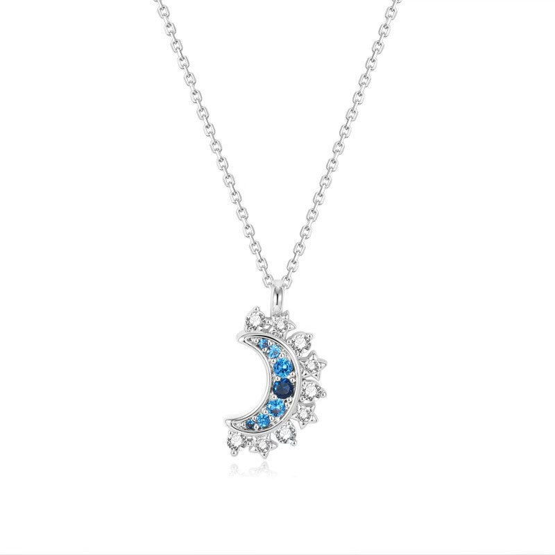Sun and Moon Diamond-Inlaid Gold and Silver Two-Tone Necklace