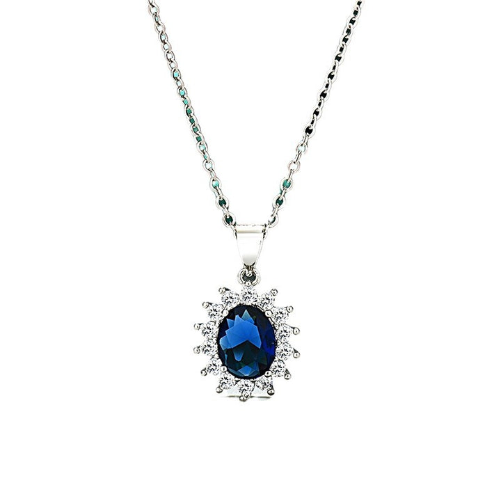Colored Gem Sunflower Pendant Necklace Silver-Plated Full-Diamond Light Luxury Choker