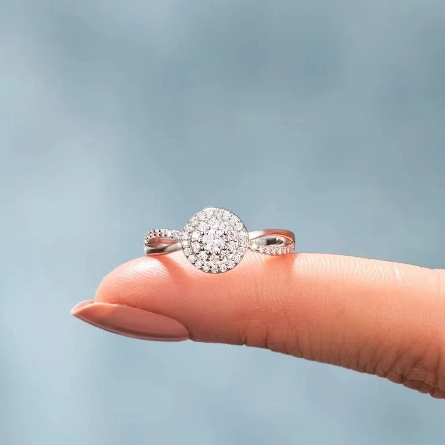 S925 Self Love Themed Full-Diamond Circle Ring Light Luxury Self-Care Band