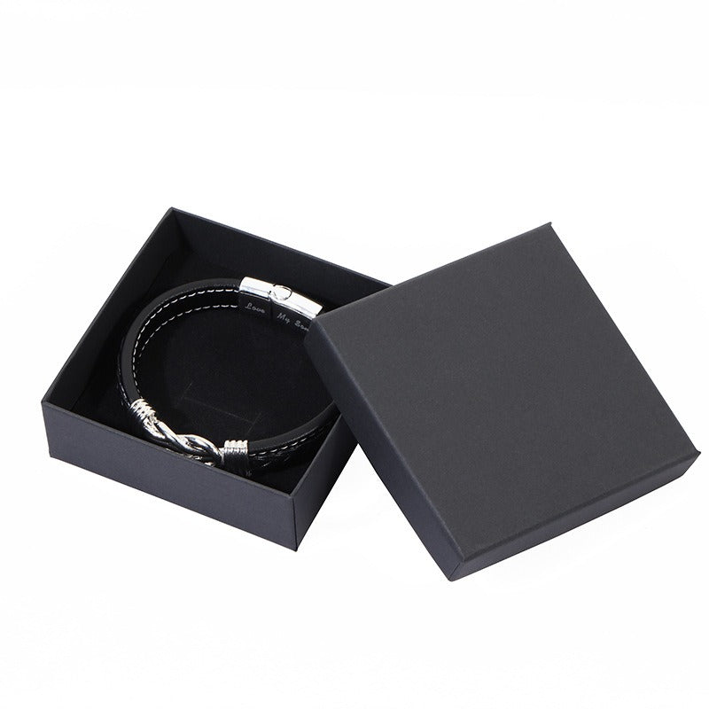 Magnetic Engraved Leather Bracelet Custom Greeting Card Gift
