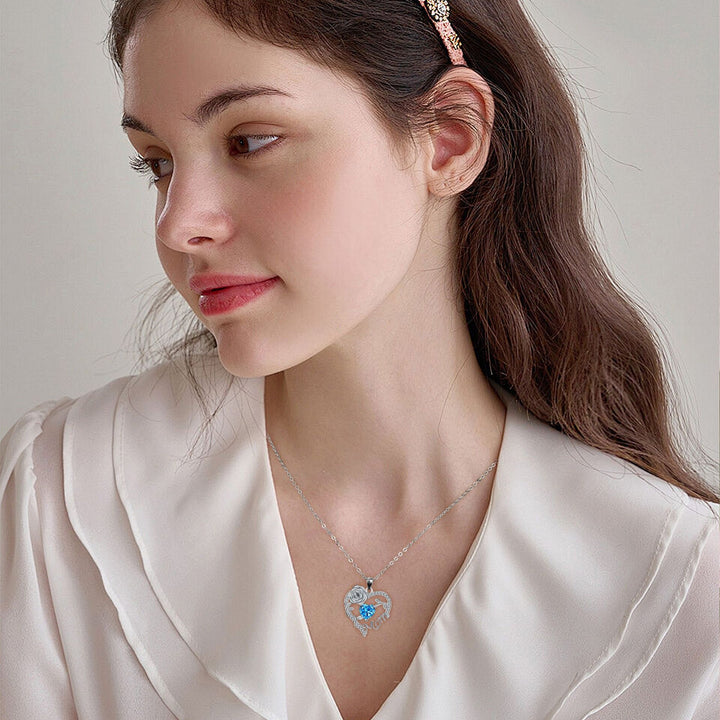 Heart Rose Mom Multi-Color Gem Necklace Light Luxury Memorial Choker
