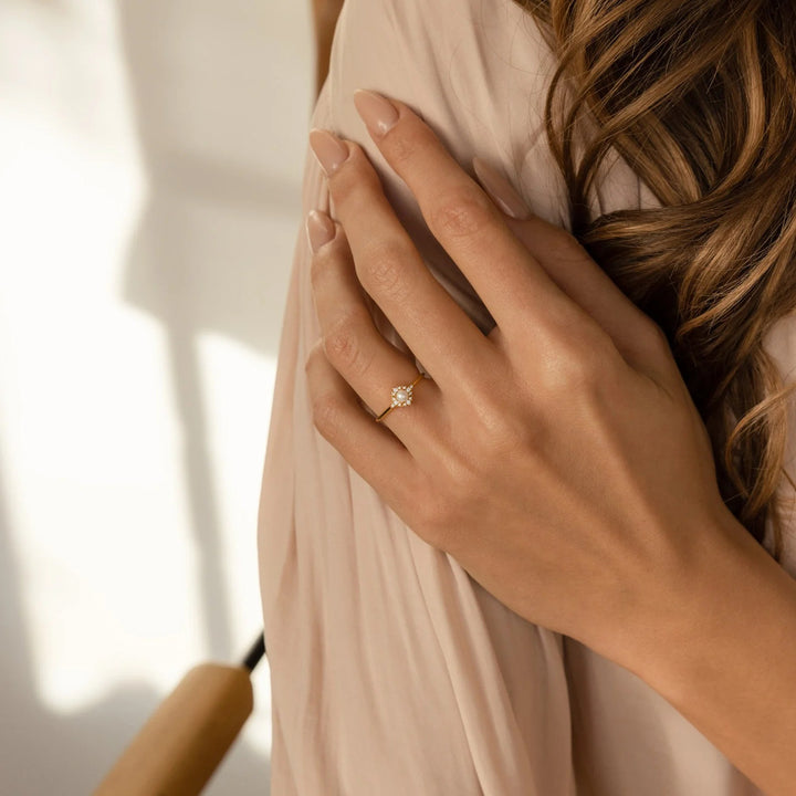 18K Gold / 18K White Gold Pearl Diamond Ring