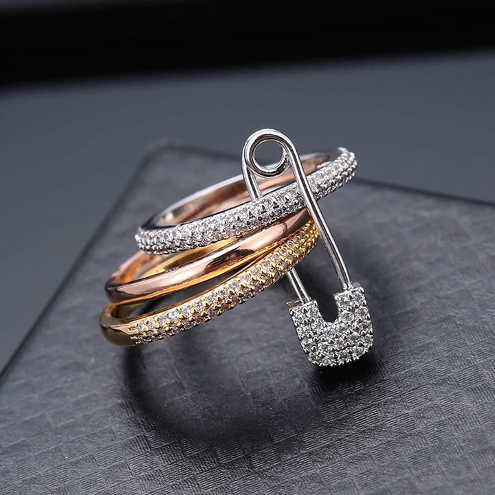 Convertible 3-Piece Stackable Ring Set with Detachable Safety Pin