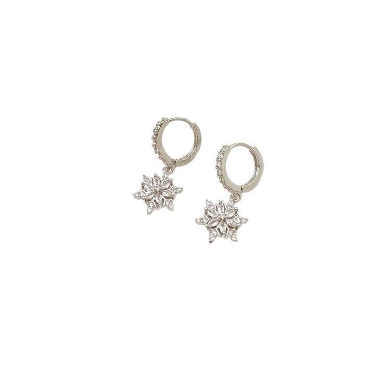 Snowflake Charm Hoop Earrings | Sparkling Pavé Design · Winter-Inspired Jewelry