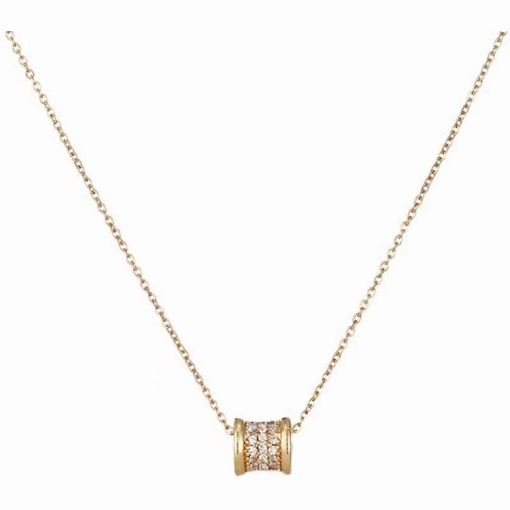 18K Gold / White Gold Slim Barrel Pavé Necklace | Minimal Luxury Collarbone Chain
