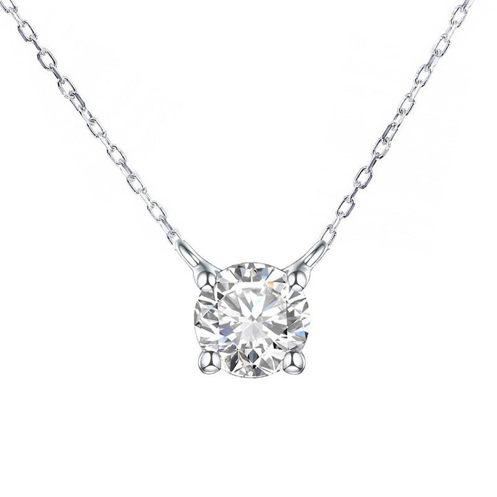 Light Luxury Solitaire Diamond Four-Prong Necklace - Minimalist Women's Clavicle Chain