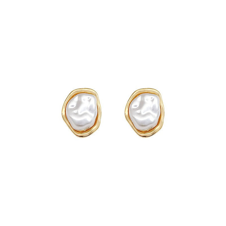 18K Gold Plated Freshwater Pearl Stud Earrings | Organic Shape | Minimal Elegance