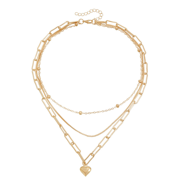 Gold Multi layered Stacked Love Pendant Necklace