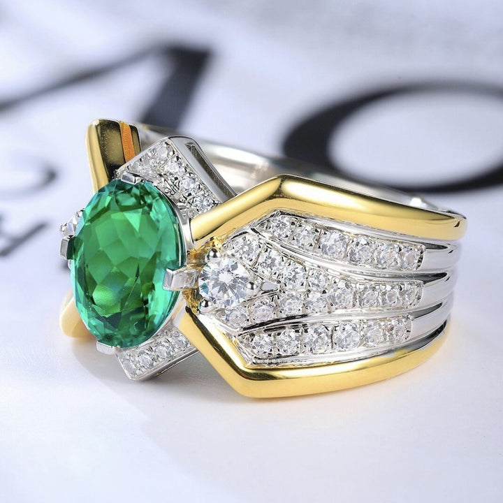 Square Court 18K Gold Rectangular Gemstone Ring