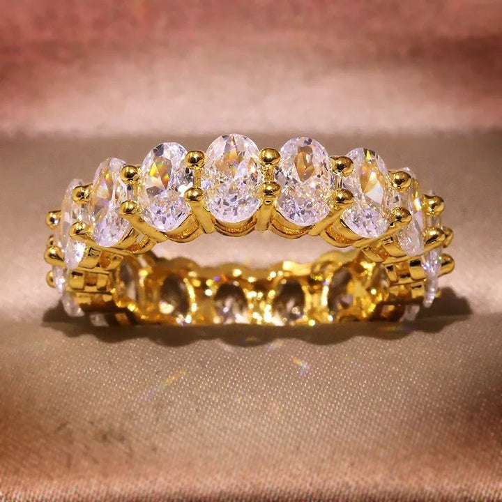 Oval Glow Full Band Multi-Tone Oval-Cut Paved Ring