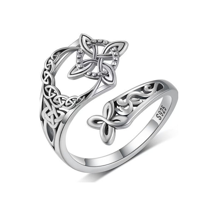 Witch's Knot S925 Silver Celtic Knot Protection Ring｜Hollowed Tangled Mystic Guardian