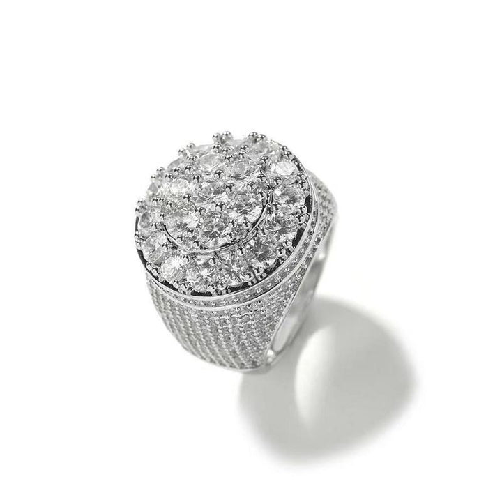 Gold and silver dual color luxurious full diamond three-dimensional ring