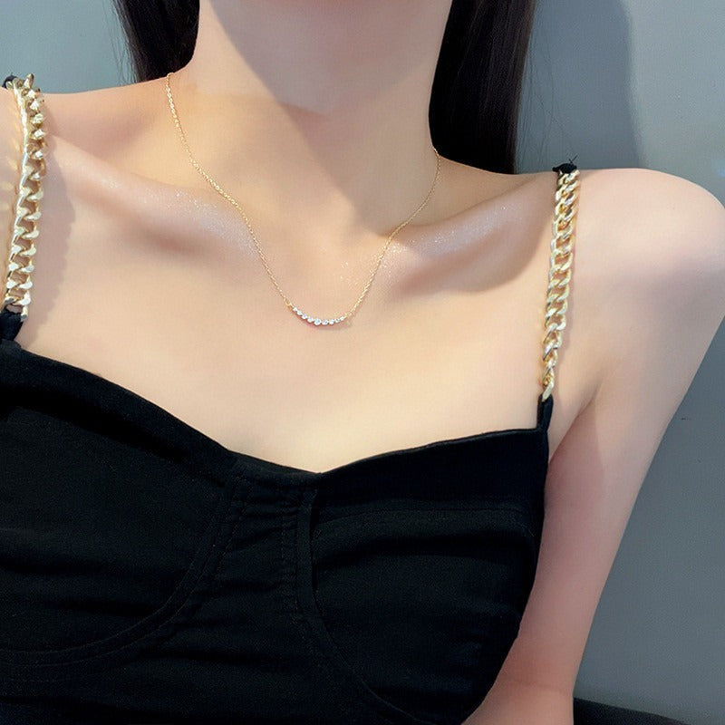 Arc Glow Delicate Necklace Gold/Silver Curved Diamond Paved Necklace（Free shipping on orders of two or more items）